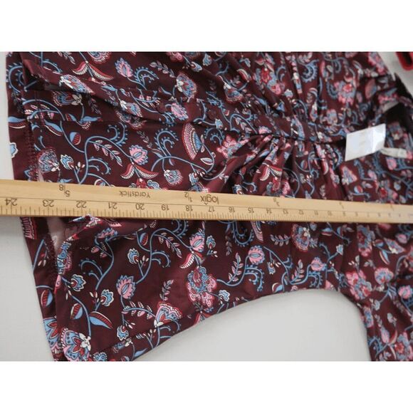 NY Collection Women's Petite 3/4 Roll Tab Rouched-Front Top Floral PS - Picture 4 of 5